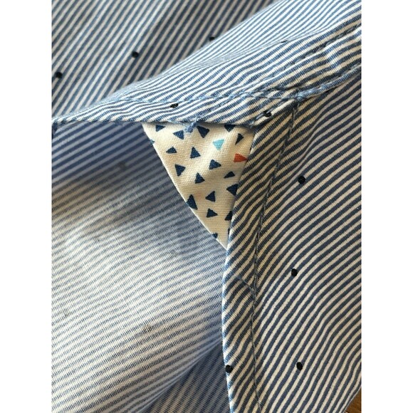 DENIM & FLOWER RICKY SINGH  Mens Shirt Large Blue Short Sleeve Button Slim Fit - Picture 12 of 15